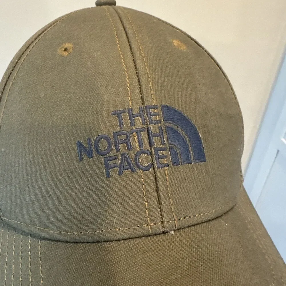 The North Face Olive Green Adjustable Strapback Hat; 1966 Embroidered; Ad Medium
